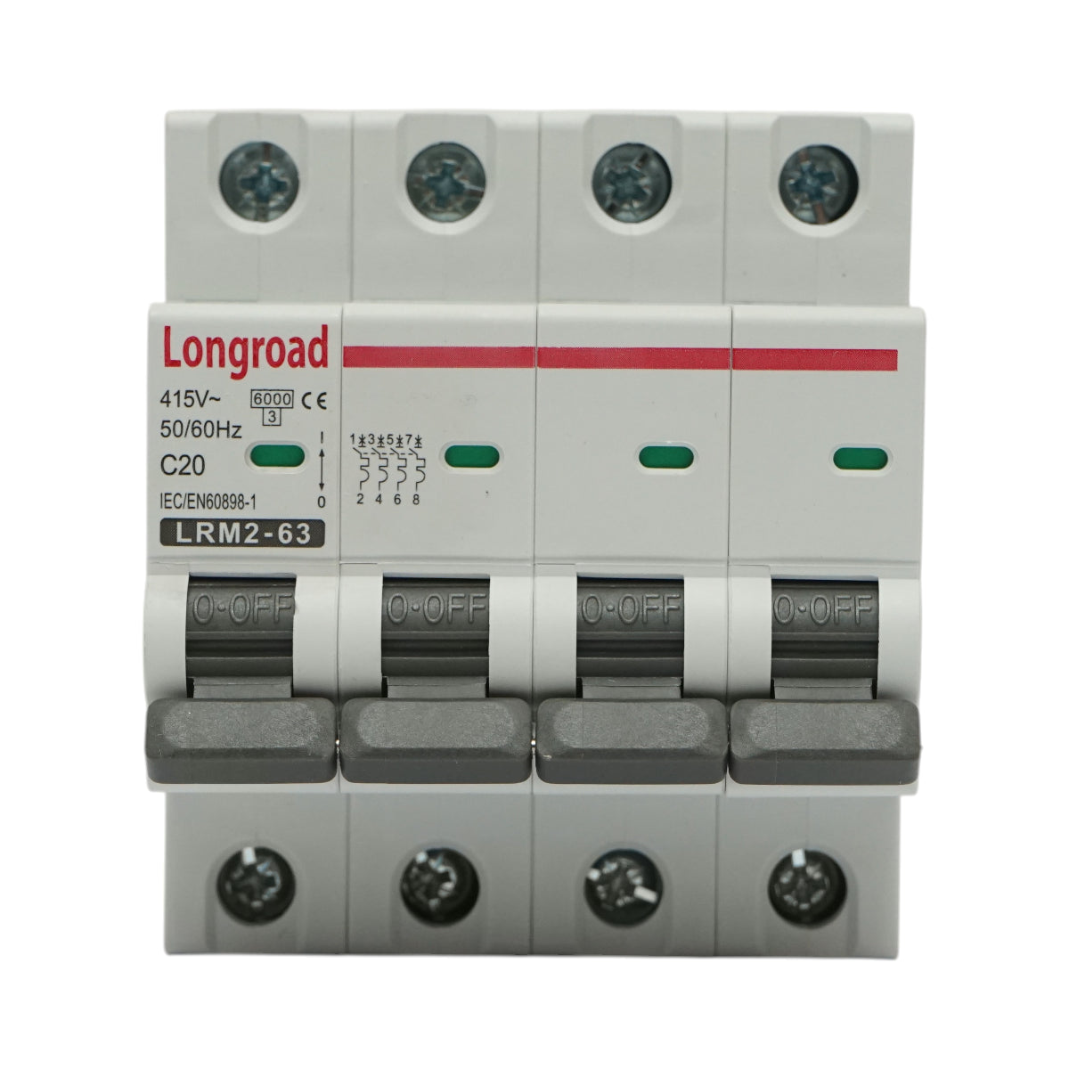 Fusibile automatico MCB 4P 20A 415VAC Longroad