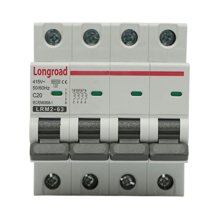 Fusibile automatico MCB 4P 20A 415VAC Longroad