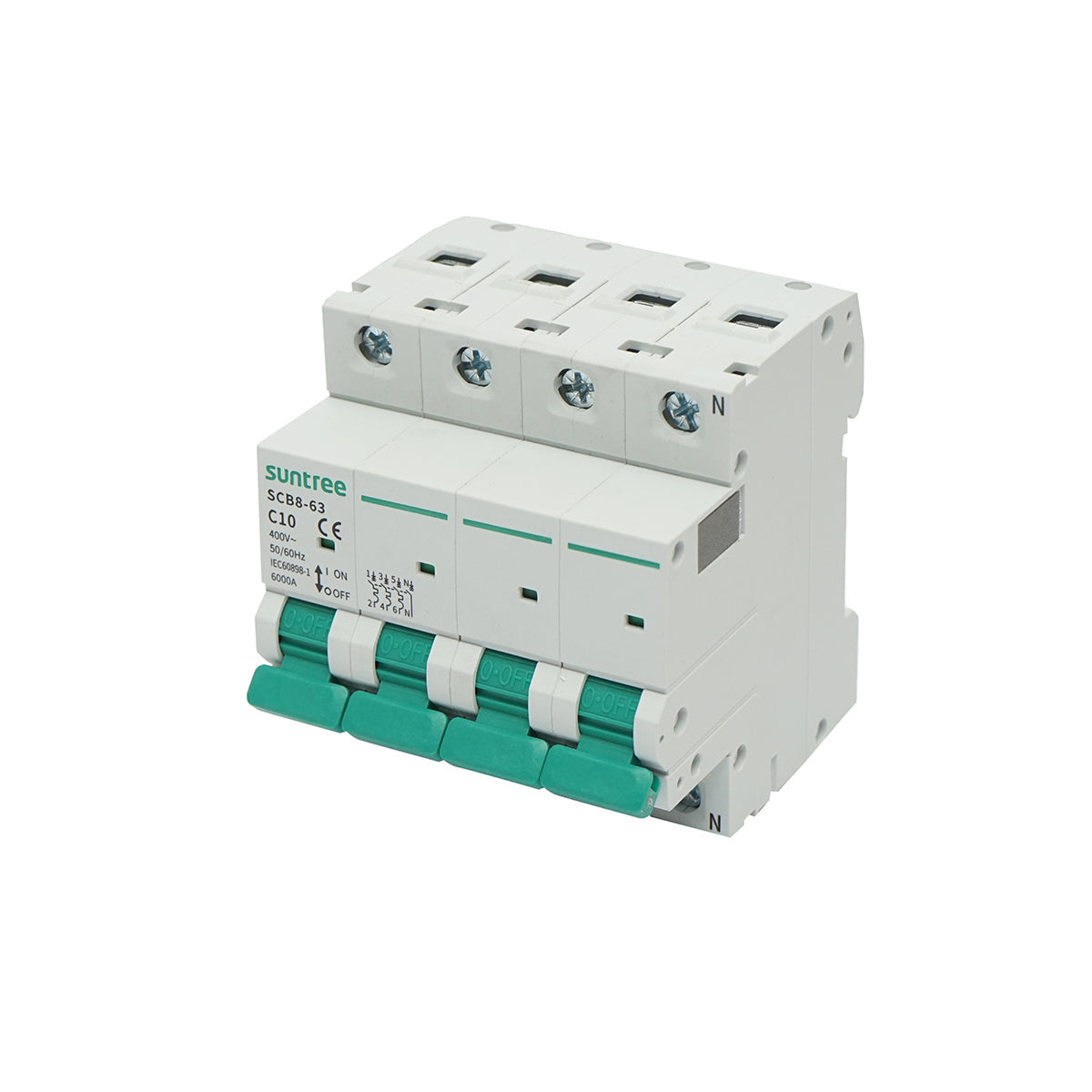 Interruttore automatico tipo 3P+N, 10A 400VAC Suntree