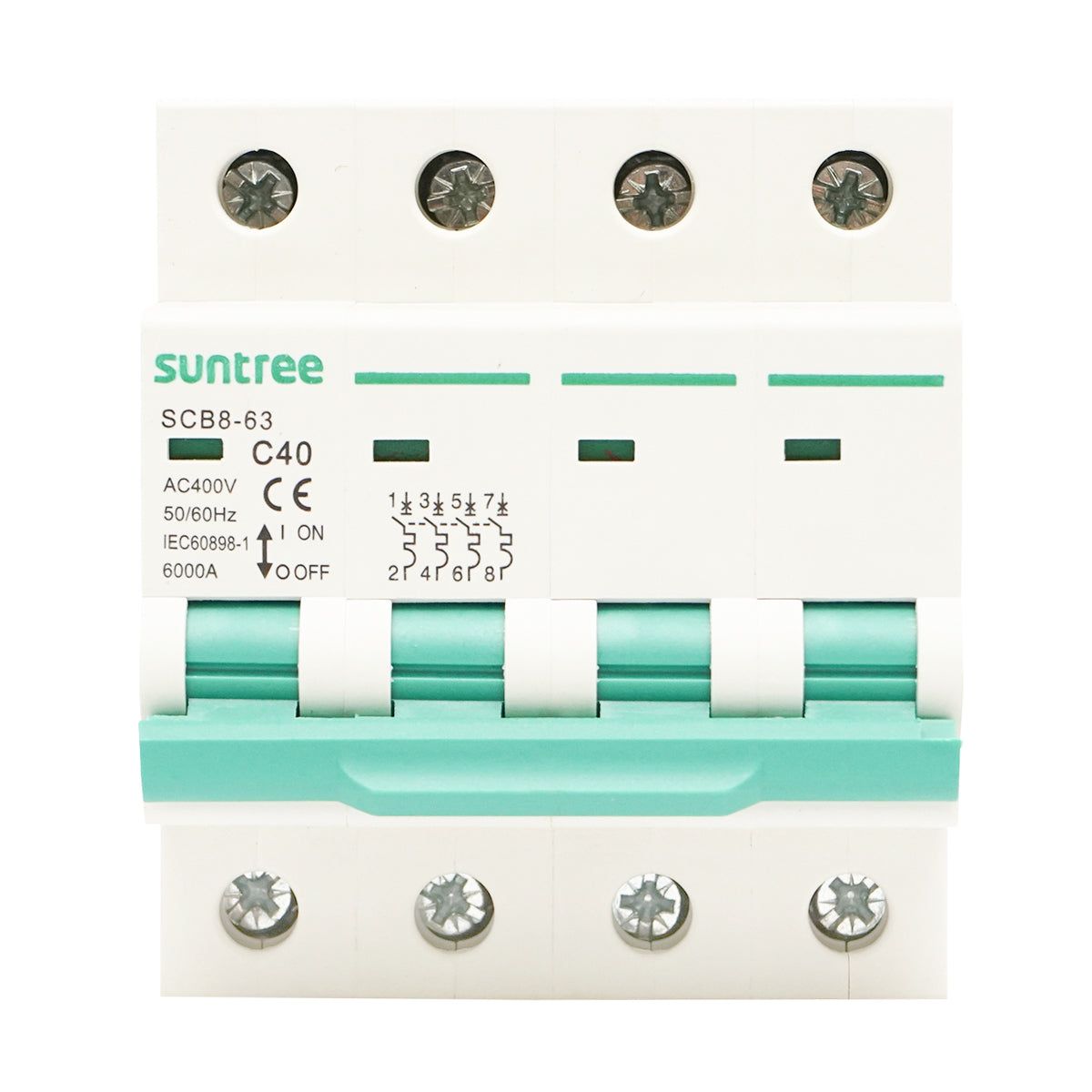Interruttore automatico trifase tipo 4P, 40A, 400VAC Suntree