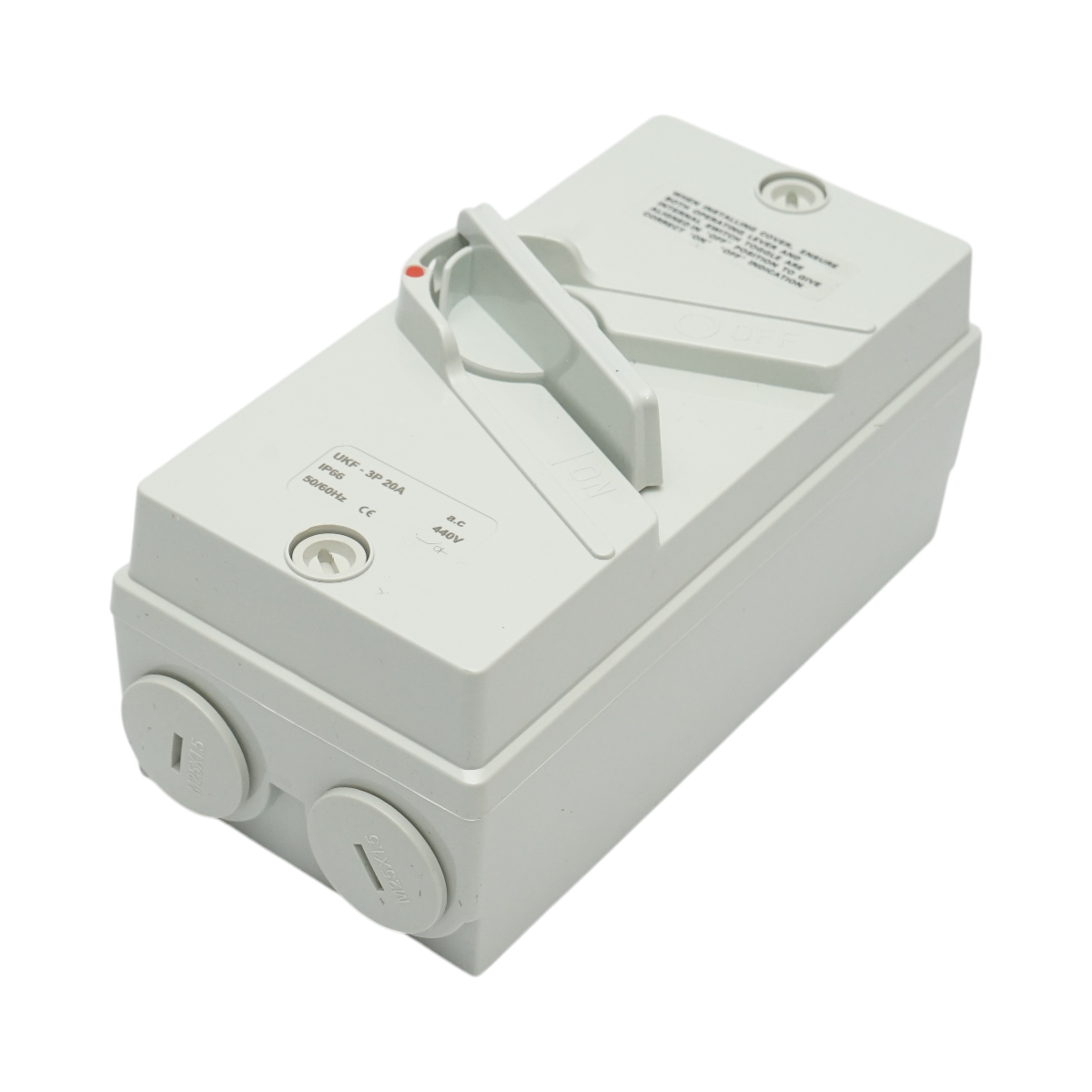Interruttore sezionatore 3P, 440V AC, 20A ON/OFF con protezione IP66