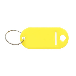 Portachiavi giallo con etichetta