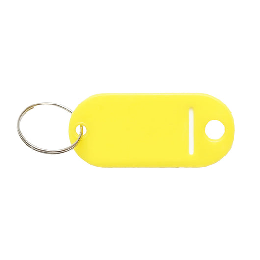 Portachiavi giallo con etichetta