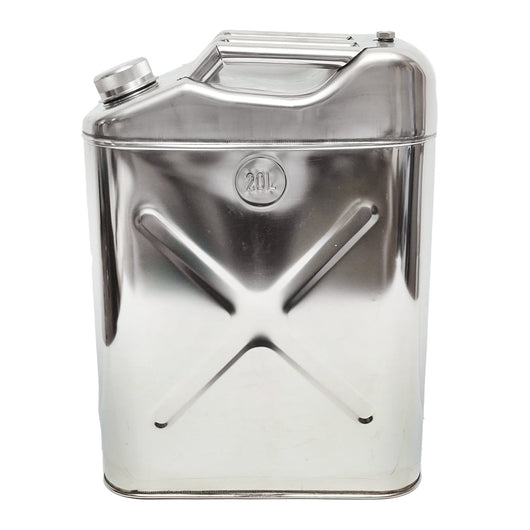 Tanica in acciaio inox da 20 litri con tubo flessibile e tappo a vite