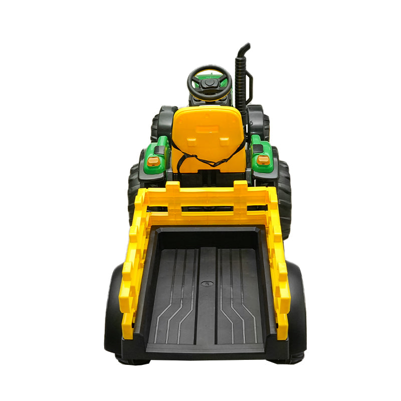 Trattore elettrico con rimorchio, telecomando e batteria per bambini 1980x650x610