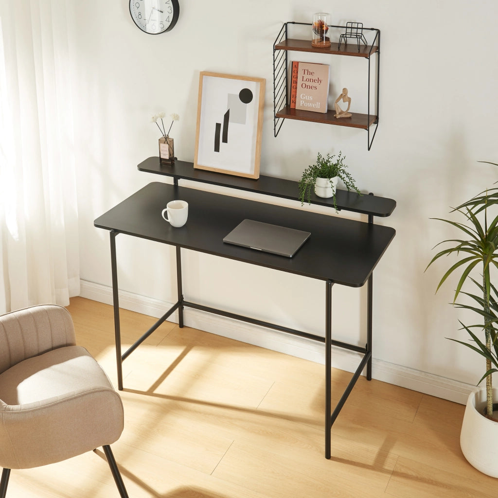 Scrivania Samnanger con Ripiano in Alto 120 x 55 x 88 cm -  Nero [en.casa]