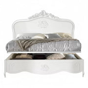Letto matrimoniale barocco con contenitore decoro rosa 182x212x156 (2134) - Mobili 2G