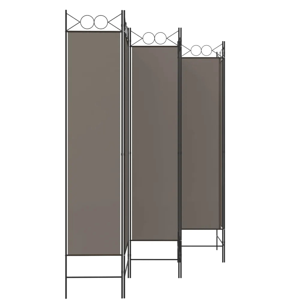 Divisorio Ambienti | Divider per stanze | Paravento a 6 Pannelli Antracite 240 x 220 cm Tessuto