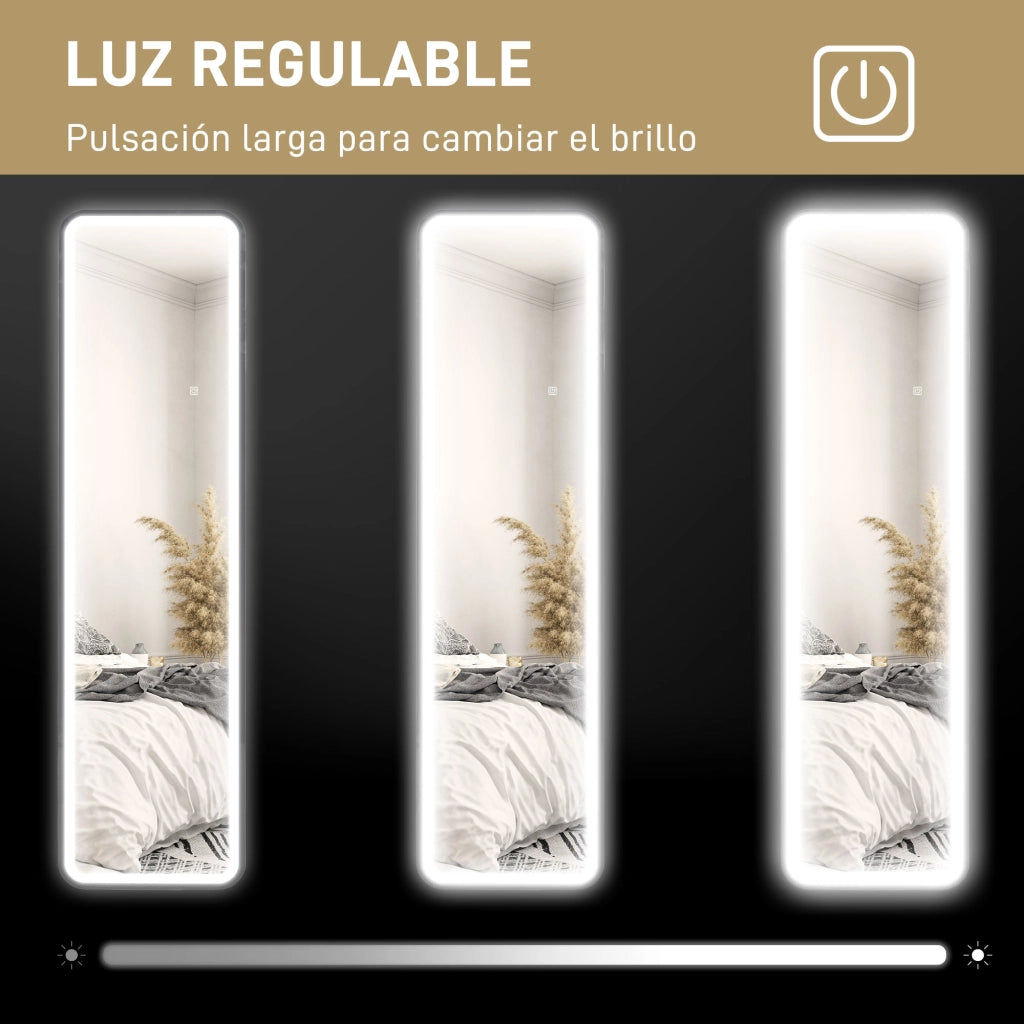 Specchio da Terra con Luce LED ¨C Xylo ¨C 150x40 cm Illuminazione 3 Colori Touch Intelligente Nero