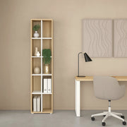 Libreria Erevan, Scaffale da ufficio, Mobile portalibri, Biblioteca, 41x34 h205 cm, Rovere e Bianco
