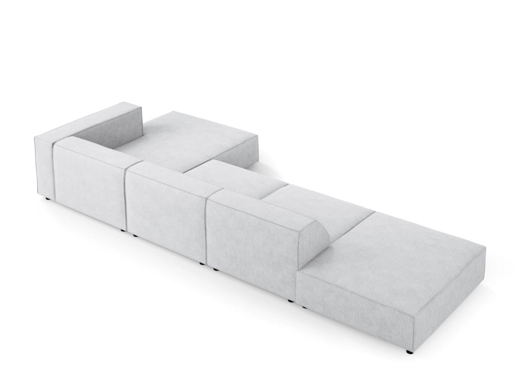 Cosmopolitan Design - Divano angolare destro "Arendal" 5 posti in ciniglia con effetto a coste grigio chiaro 