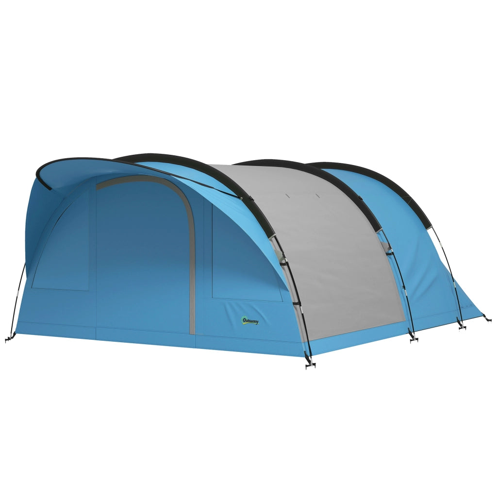 Tenda da Campeggio Tunnel 2 Stanze 4 Persone 200cm ¨C zephmum ¨C Azzurro Impermeabile 3000mm