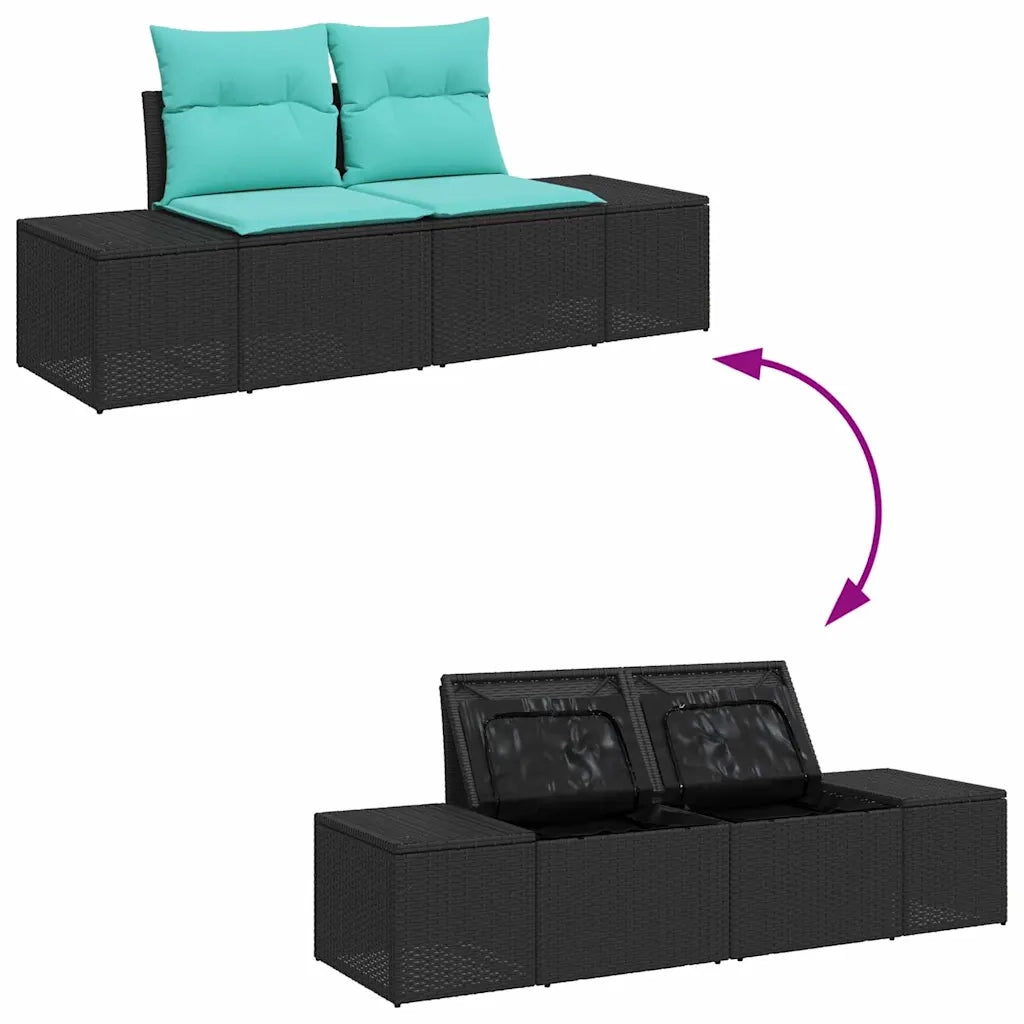 Set Divano da Giardino 6 pz Nero Poly Rattan 3358643
