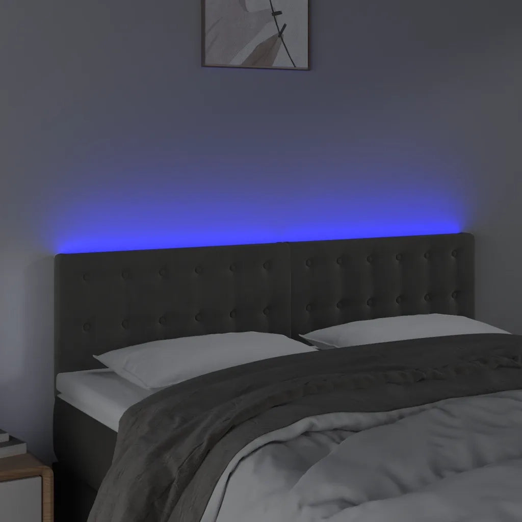 Testiera | Testata a LED Grigio Scuro 144x5x78/88 cm in Velluto