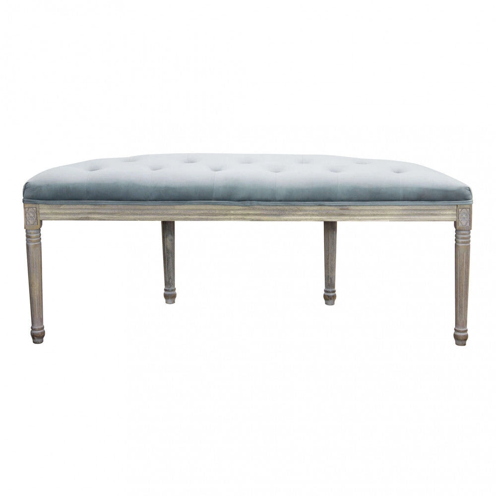 Panca Margi in Velluto Grigio 125x45x48 h cm in Legno Grigio