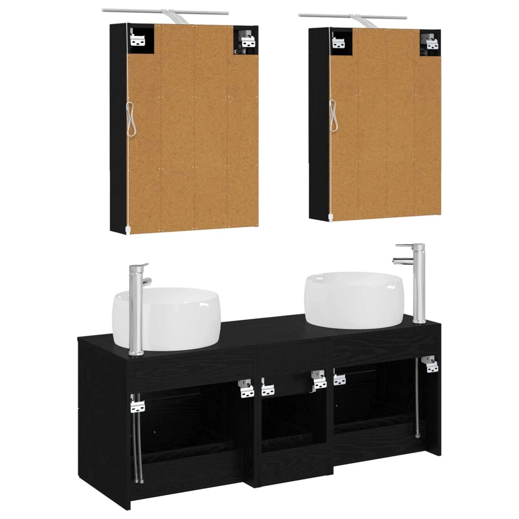Set di mobili per il bagno 5 pcs Rovere Nero 3407040
