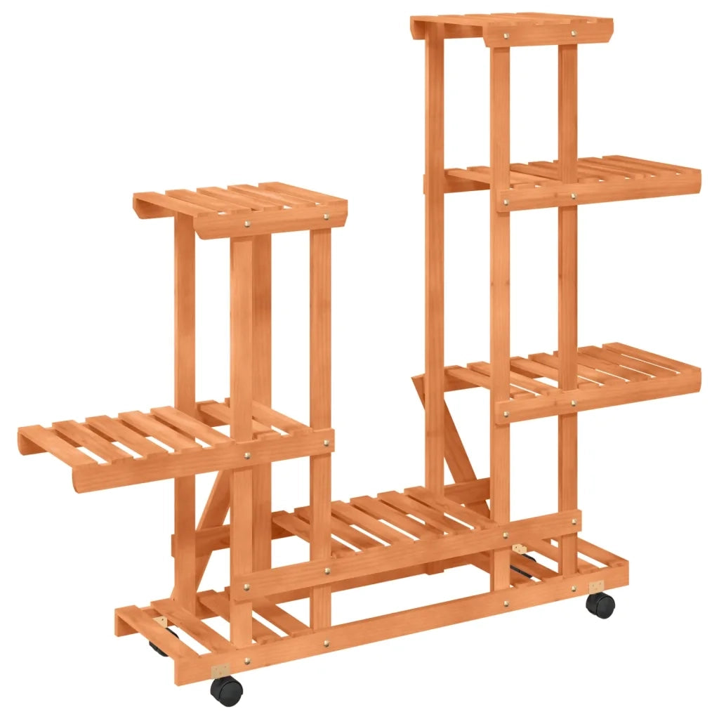 Portafiori con Ruote-Supporto per Piante Mobile-Rastrelliera per Fiori 95x25x101 cm in Legno Massello di Abete 837875