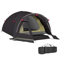 Tenda a Tunnel Impermeabile 330x190x120 cm per 2-4 Persone con Finestre Laterali e Gancio Nero