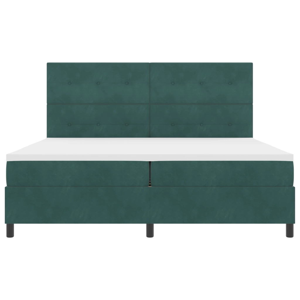 Letto Box Spring con Materasso Verde Scuro 200x200 cm Velluto