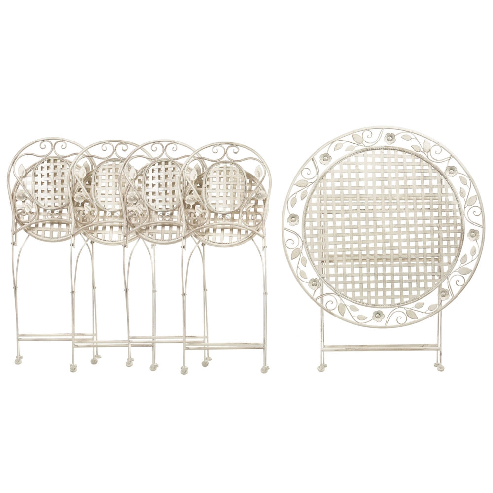 Set da Balcone Bistro a 4 Posti in Metallo Verde Chiaro moderno