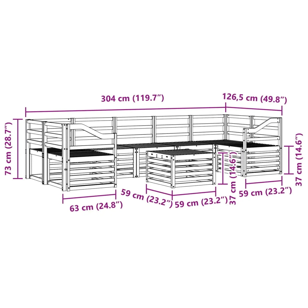 Set divani 8 pcs Naturale Legno di Acacia Massello
