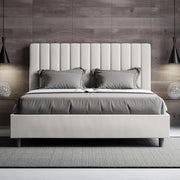 Letto imbottito Matrimoniale 170x190 cm Agueda - Bianco,Similpelle,Con rete