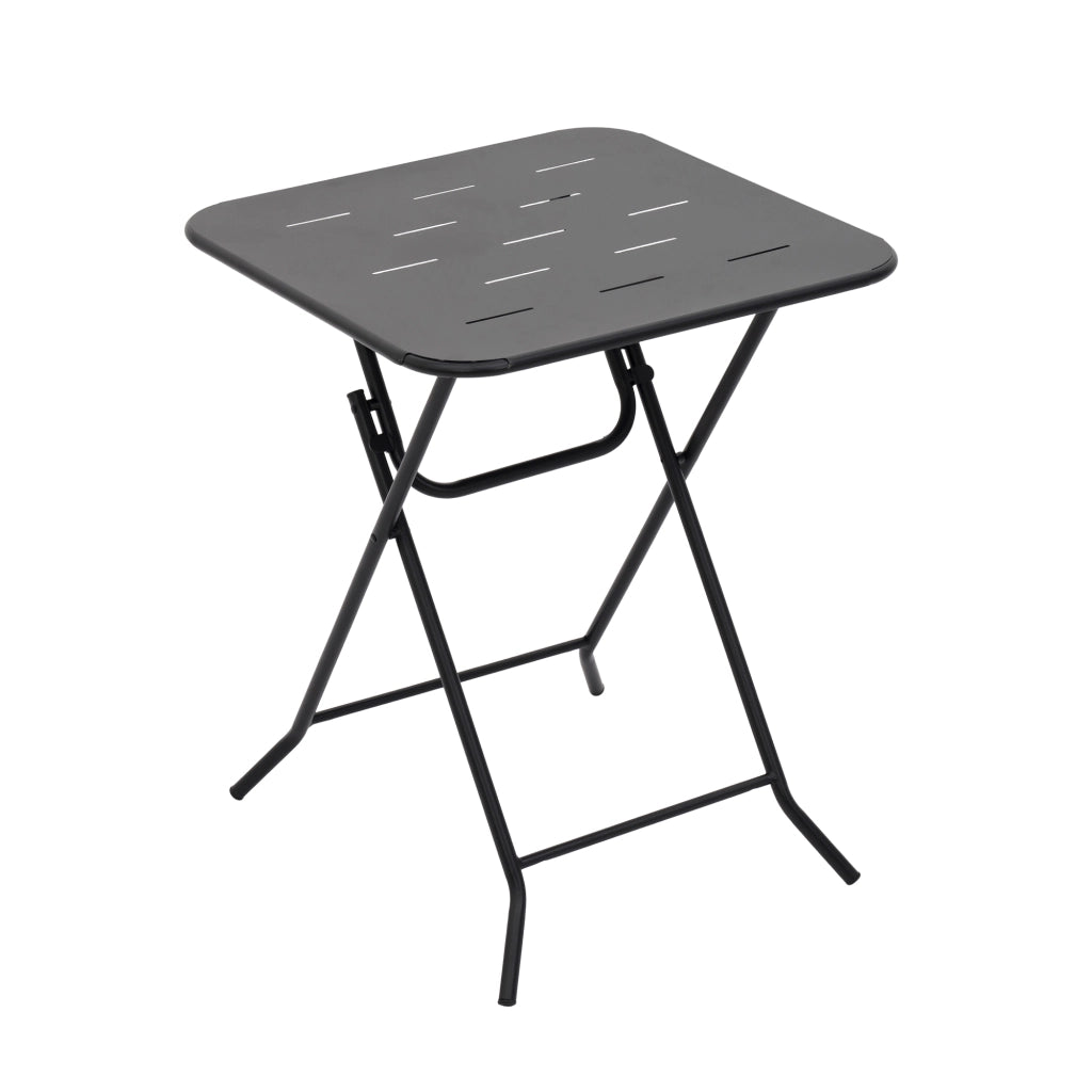 Set bistrot da giardino 3 pezzi con 2 sedie e tavolo pieghevole in acciaio nero compatto per balcone e patio