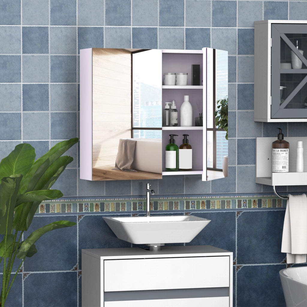Armadietto da bagno con specchio e ripiano regolabile ¨C zephmum ¨C 70x60 cm bianco