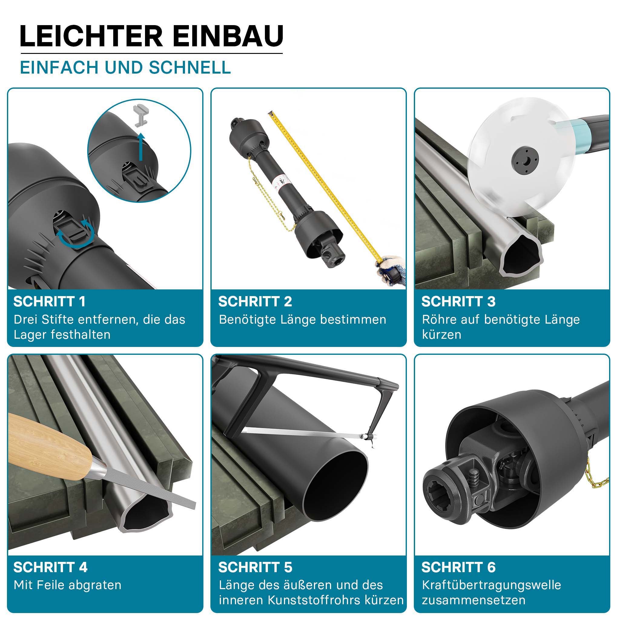 Albero cardanico T4 Giunto cardanico 850-935mm 460Nm 540rpm Cardano 40kW (55CV) 2x 1 3/8" 6 denti