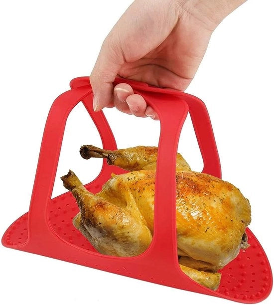 Mat di cottura in silicone resistente al calore - Antiaderente per carne - Rosso - Adatto per grigliare - Ideale per tacchino e pollo