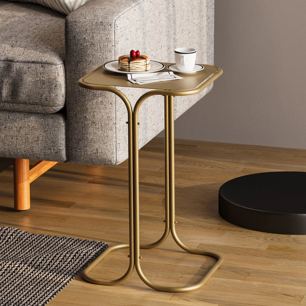 Perrero, Tavolino da Salotto Forma Quadrato, 30x30x52h cm oro