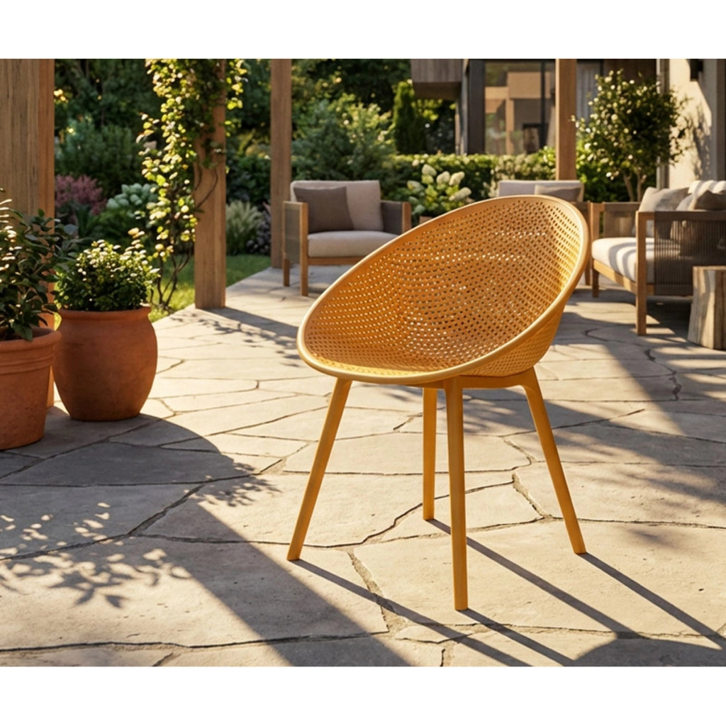 Set di 2 Sedie VKH1084, Giallo, Plastica, 59x59x83 cm