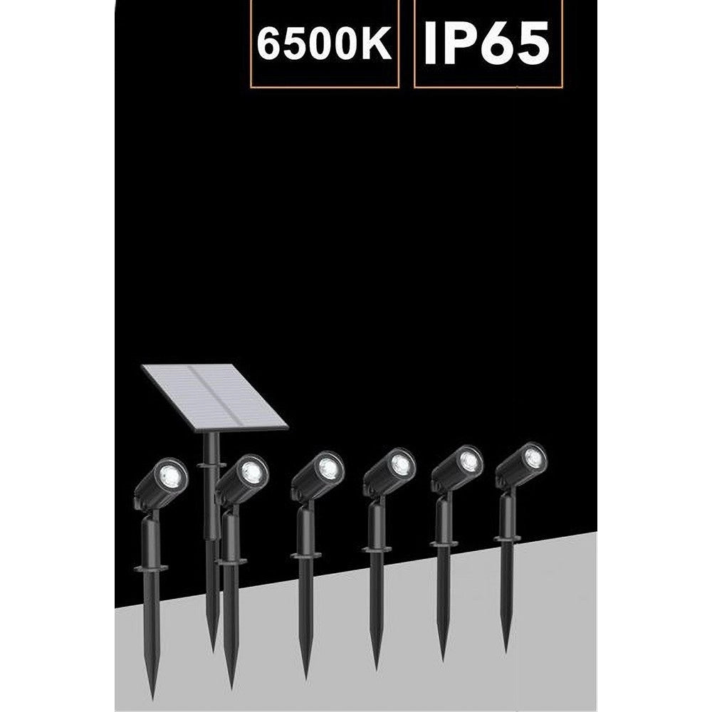 Trade Shop - Set 4 Pz Faretti Led A Picchetto Con Pannello Solare Luce Fredda Calda Ip65 Ly04 - -bianco Freddo      -