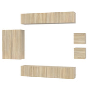 Set Mobili Porta TV 8pz | Armadietto TV | Mobile Porta TV Rovere Sonoma in Legno Multistrato