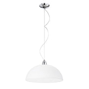 Lampada a Sospensione ISAKO 40cm in Vetro Bianco Satinato e Metallo Cromato - Attacco E27, Design Moderno e Diffusione Luce - Rossini Group
