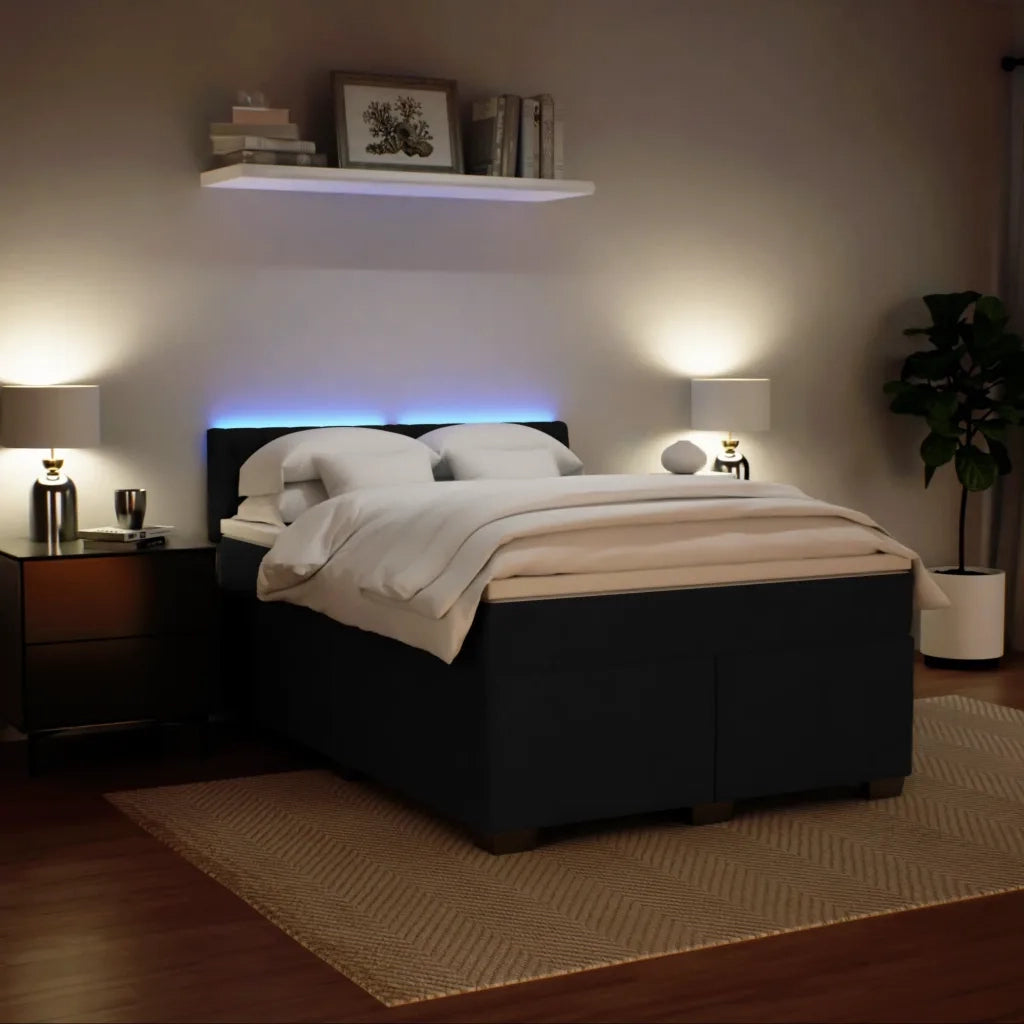 vidaXL Giroletto a Molle con Materasso Nero 140x190 cm in Velluto