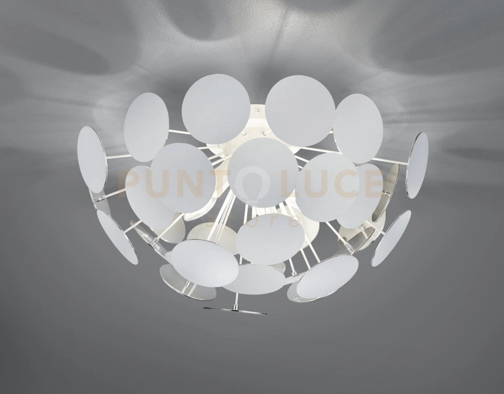 DISCALGO PLAFONIERA SFERA TONDI METALLO BIANCO OPACO + ARGENTO D. 54CM 3 LUCI ATTACCO E14
