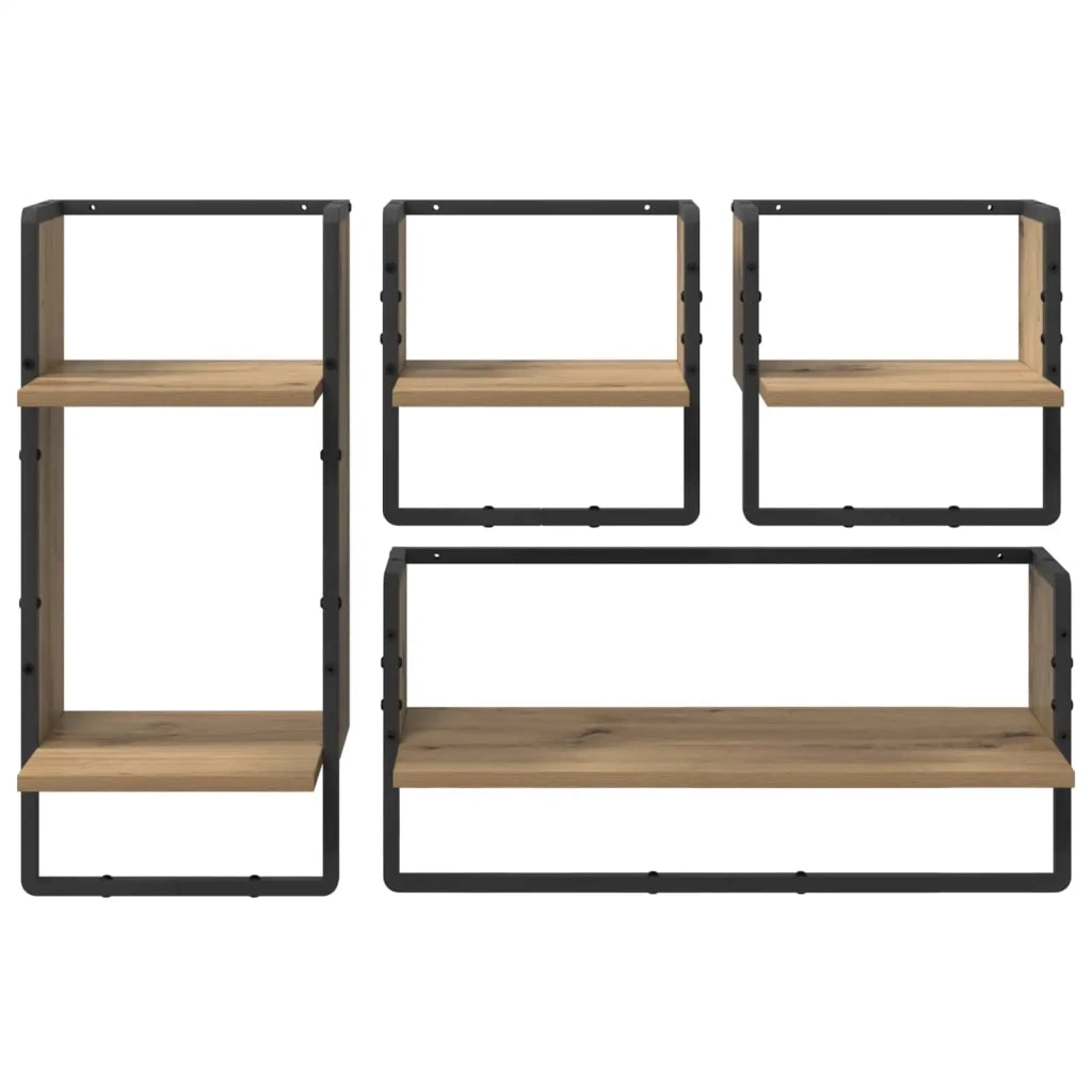 Set mensole da parete 4 pcs Rovere artigianale 65 x 25 x 30 cm 882845