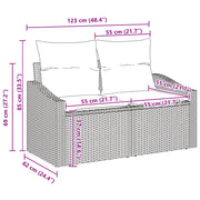 Set Divano da Giardino a 6 Pezzi con Cuscini Rattan Poly Marrone