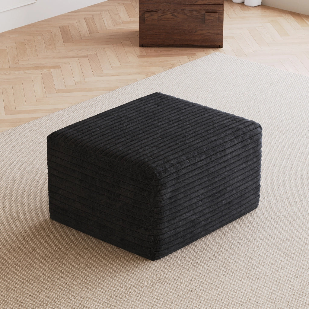 Poltrona pouf in tessuto con schiuma per soggiorno in tessuto nero