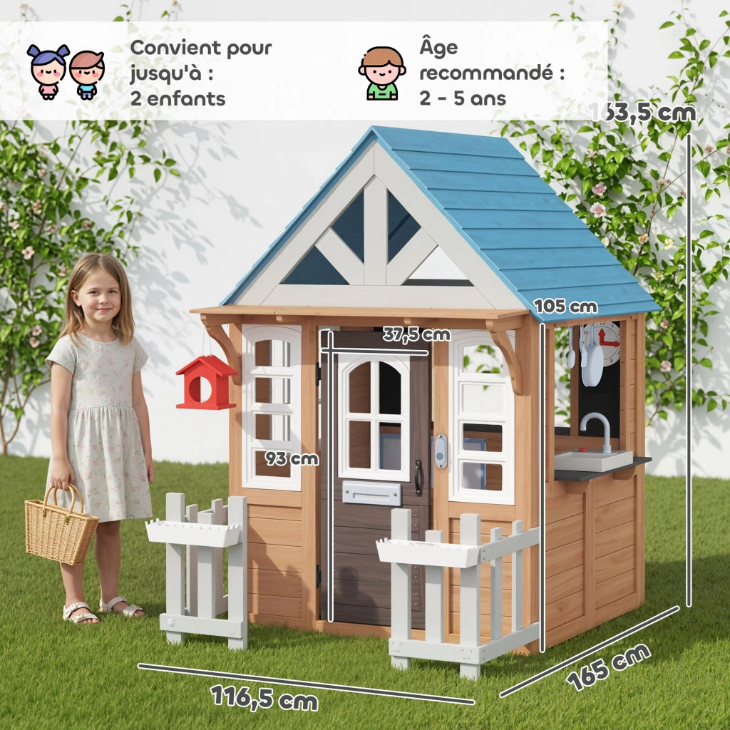 Casetta bambini in legno con cucina gioco ¨C zephmum ¨C marrone
