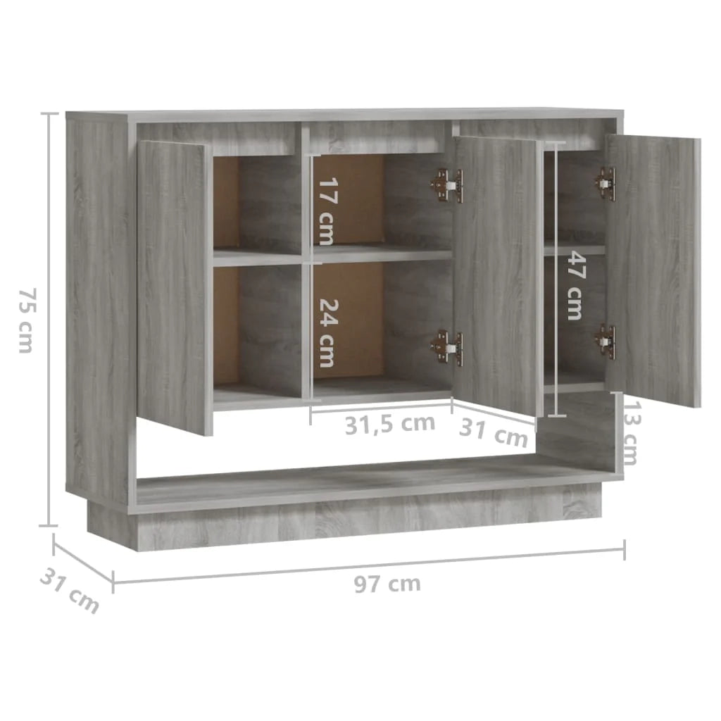 Buffet credenza cassettiera armadio mobile contenitore organizer cucina soggiorno salotto Sonoma 97 x 31 x 75 cm legno ingegnerizzato grigio 02_0036559
