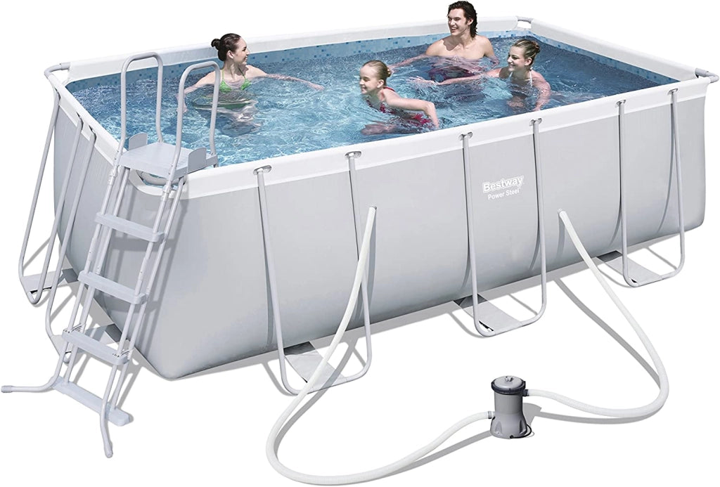 Bestway Power Steel 56456 piscina fuori terra Piscina con bordi Piscina rettangolare 8124 L Blu, Grigio