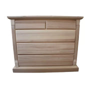 cassettiera classica 5 cassetti legno grezzo 135x55x110 (415) - Mobili 2G