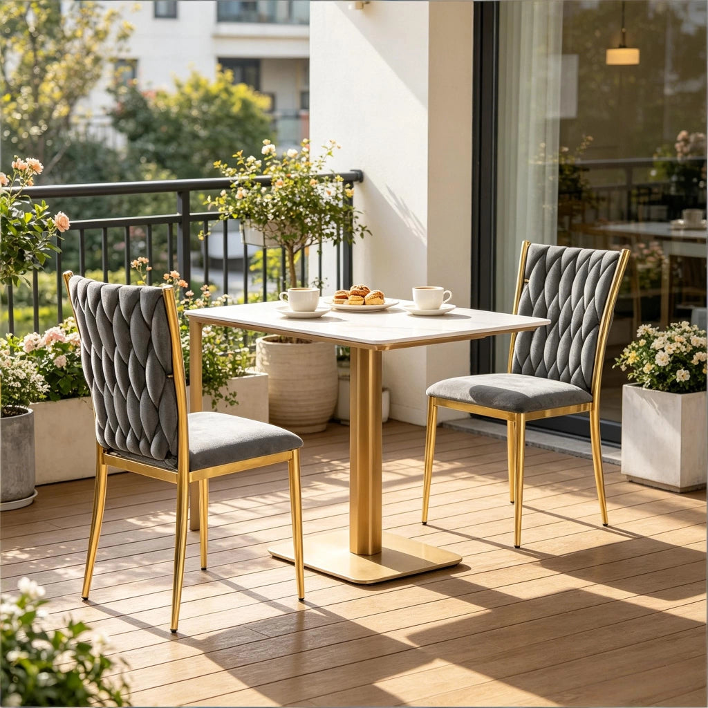 SEDIA Imbottita Schienale Alto 47 x 94,5 x 59,5 cm Velluto Grigio Scuro/Oro Set da 2 pezzi