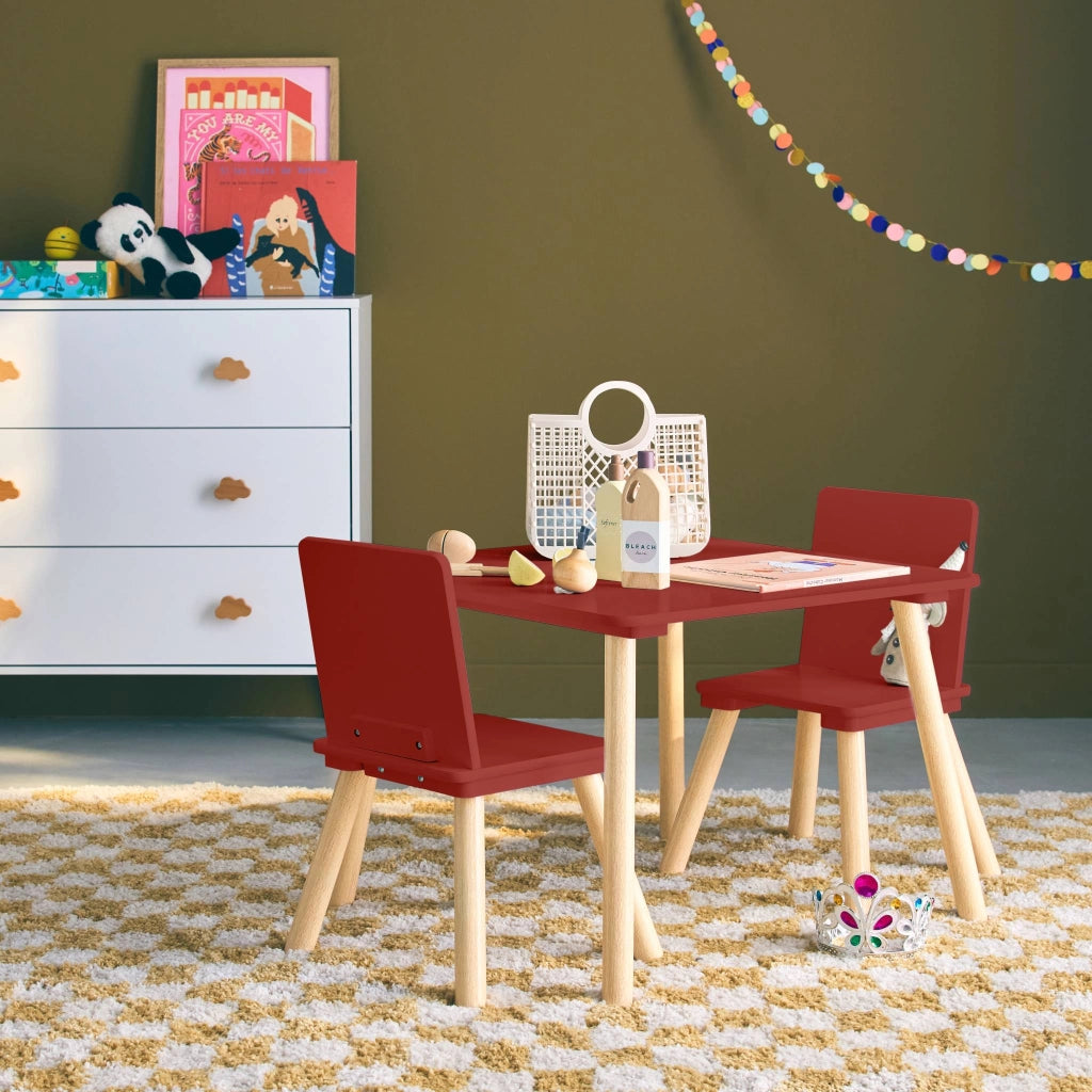 Set tavolo e 2 sedie per bambini, terracotta