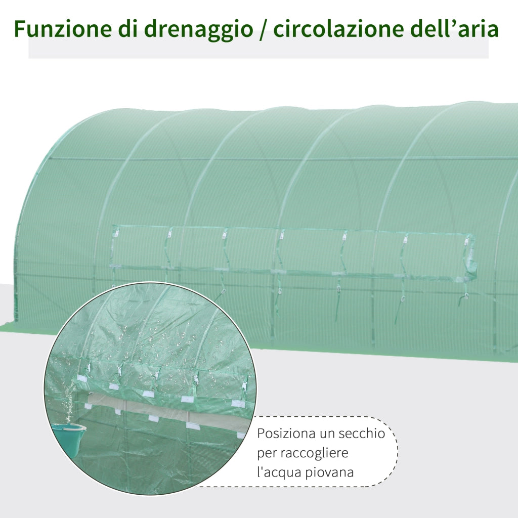 EasyComfort Serra per Orto a Tunnel con Porta e 8 Finestre, Serra da Giardino in PE e Metallo Zincato, per Coltivazaione Piante, 600x300x200cm