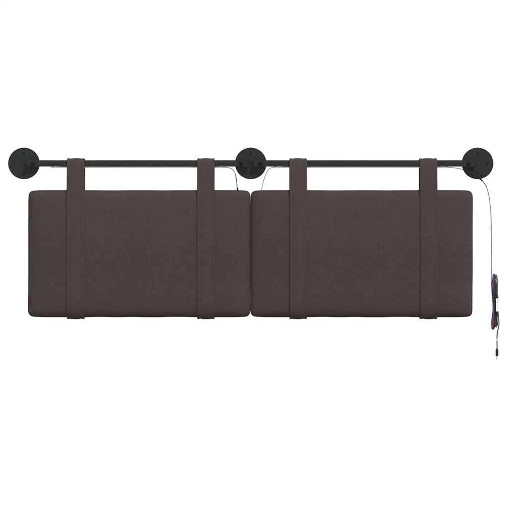 Testiera sospesa Con luce LED Marrone Scuro Tessuto