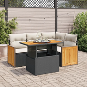Set Divani da Giardino 5 pz con Cuscini Nero Polyrattan Acacia 3327703