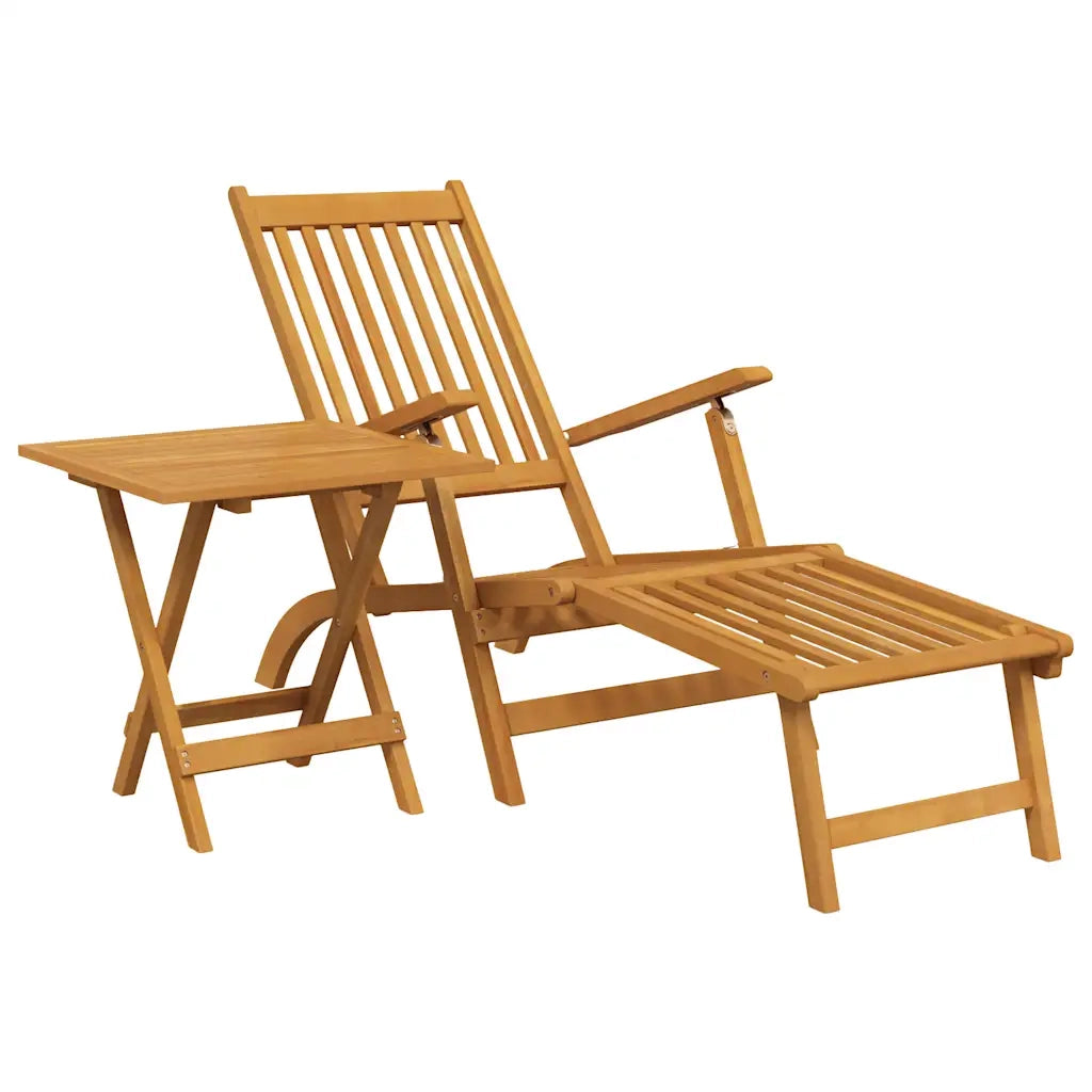 Sedia a Sdraio con Poggiapiedi e Tavolo Legno Massello Acacia cod mxl 5544